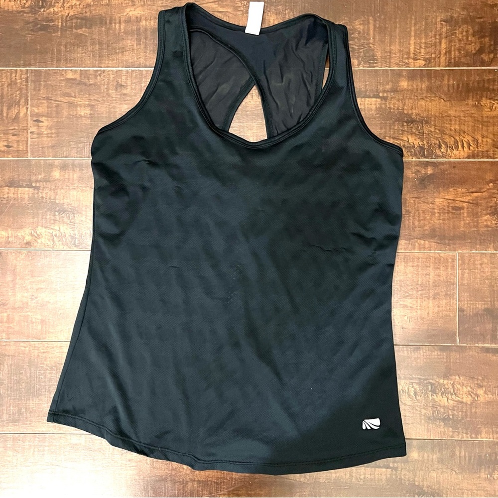 Marika Black Stripe Mesh Active Tank Top Medium M